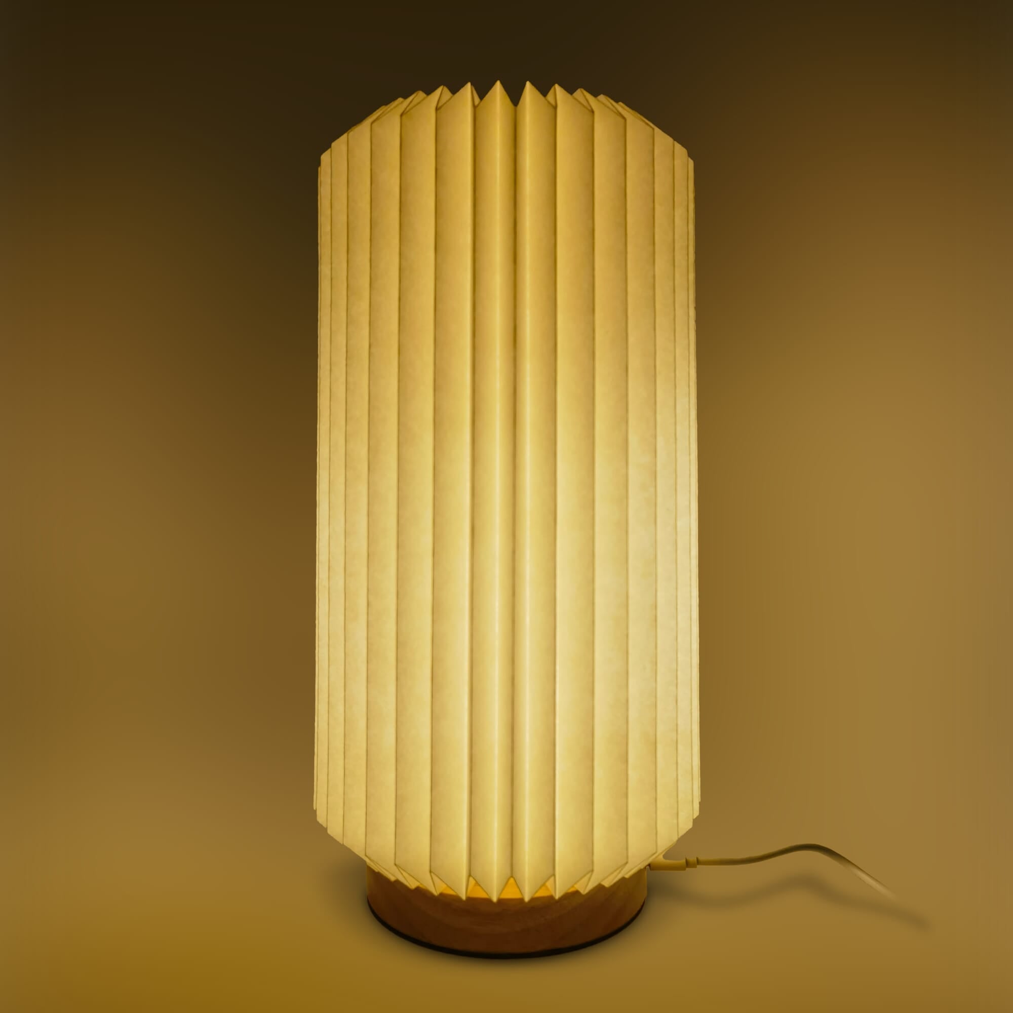 Coollux vouwbare papieren LED lamp Aurora Tall op houten voet, 32cm - JEFFS. Merchandise
