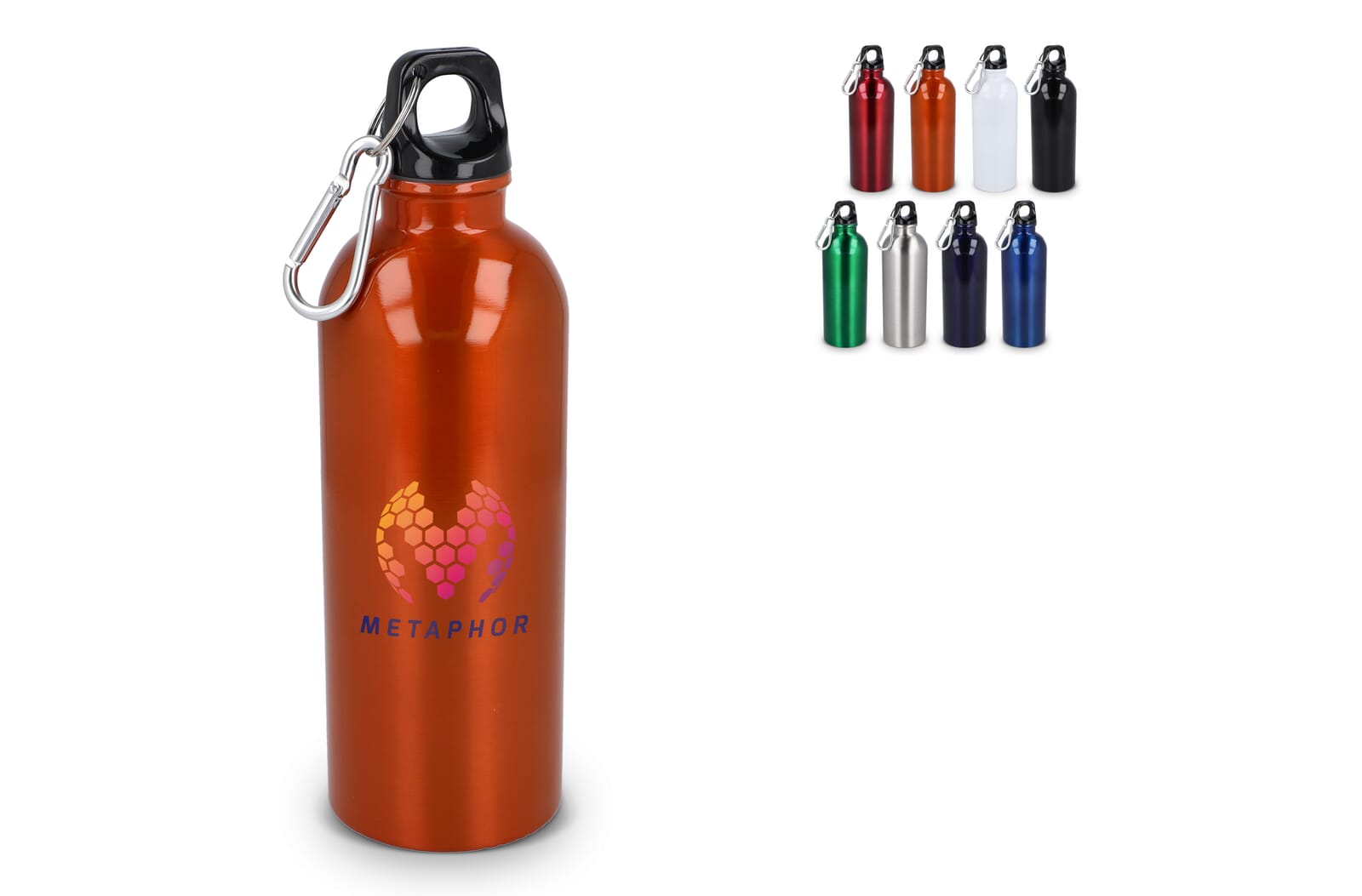 Gerecycled RVS Enkelwandige fles met Karabijnhaak 500ml - JEFFS. Merchandise