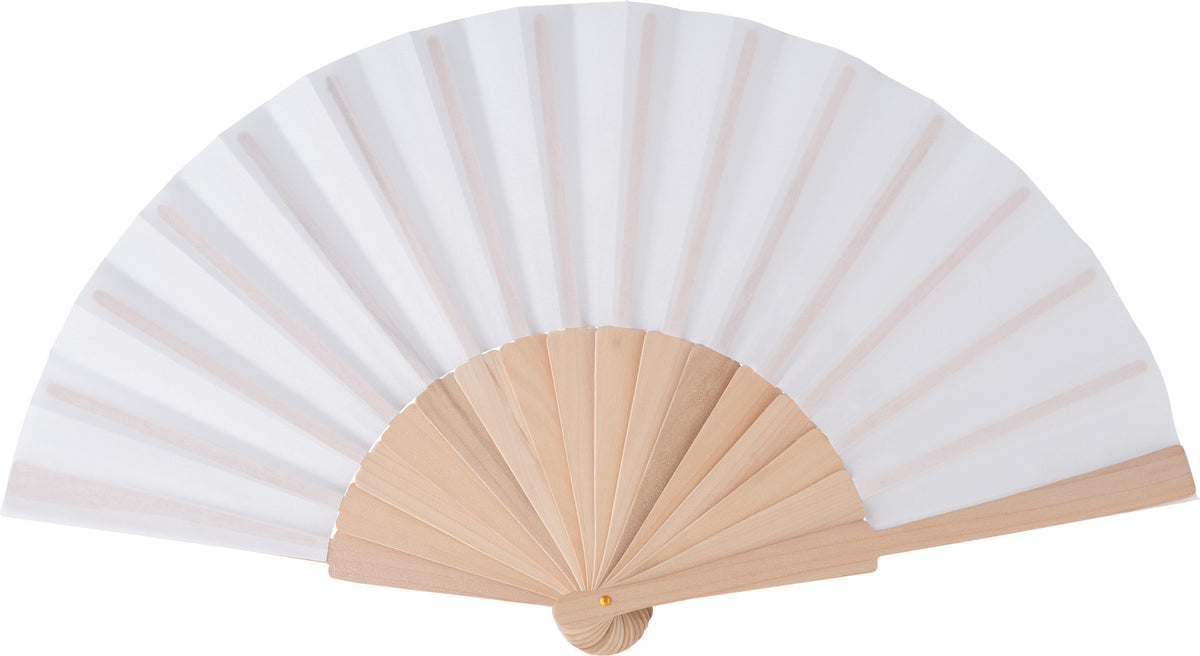 Handwaaier Rosanne | Stof | Houten handvat