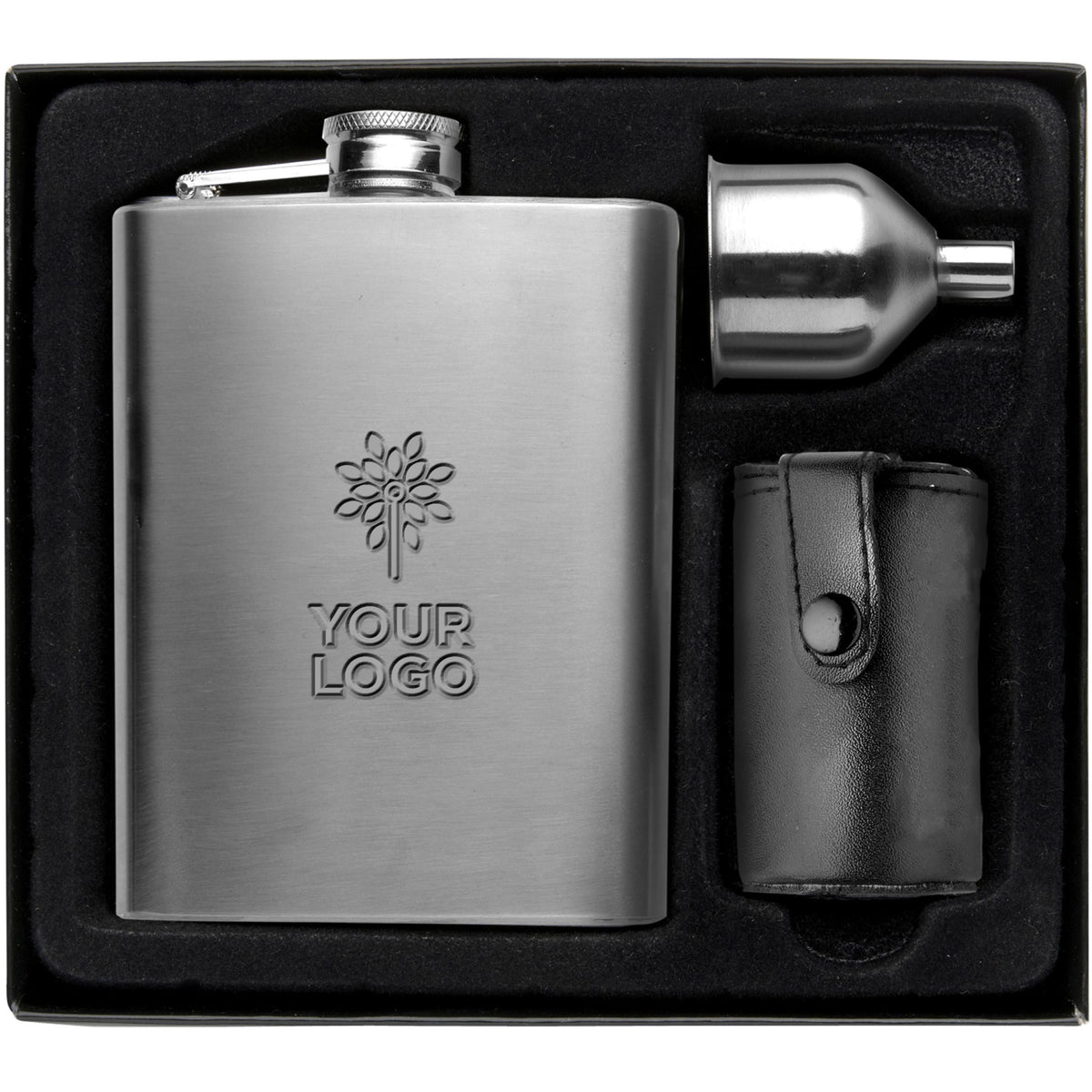 Heupflaconset Brittany | Rvs 304 | 220 ml | 4 bekers