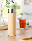 Drinkfles Yara | Rvs en bamboe | 420 ml | Thee-infuser