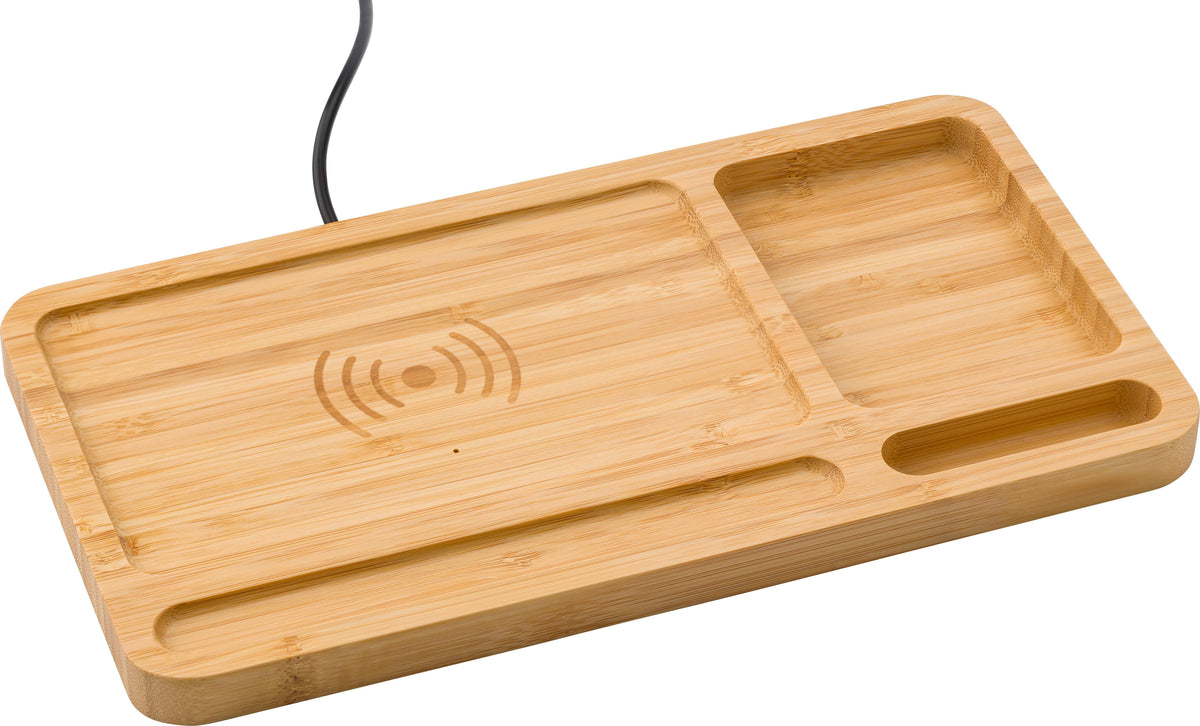 Draadloze oplader Faye | Bamboe | Bureau-organizer