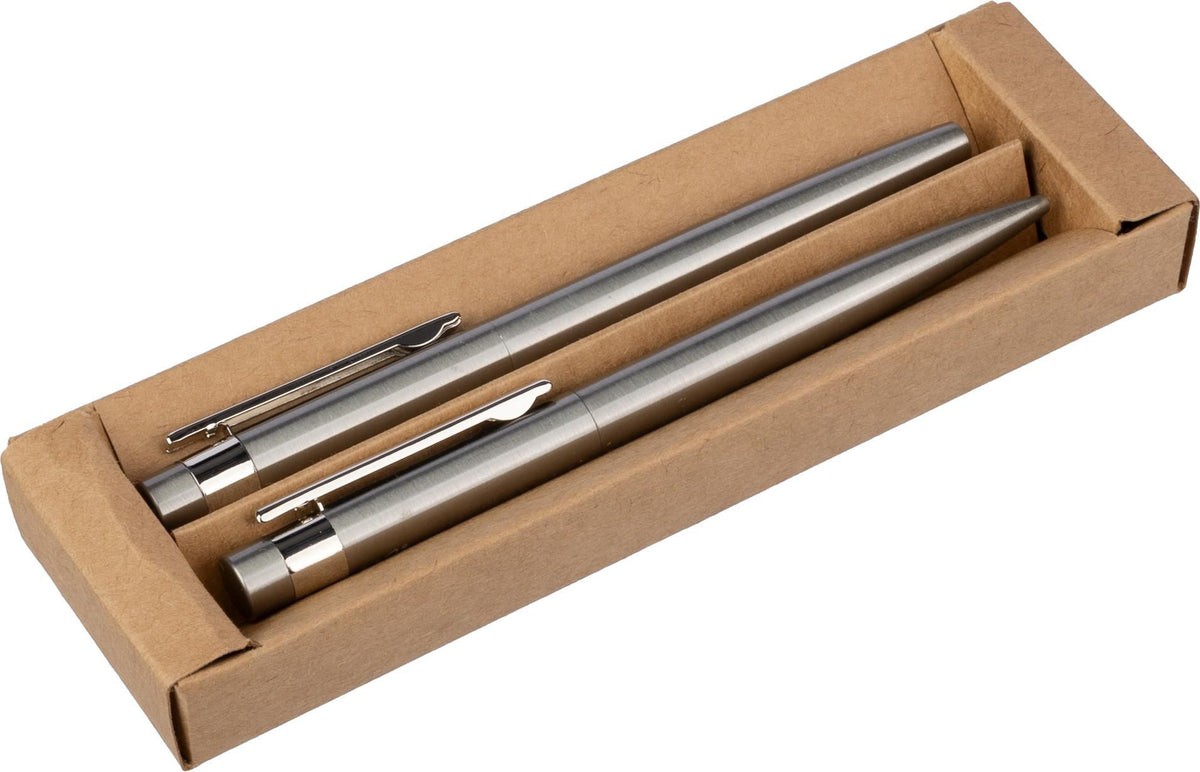Schrijfset Fritz | Rvs | Draaibalpen en rollerball
