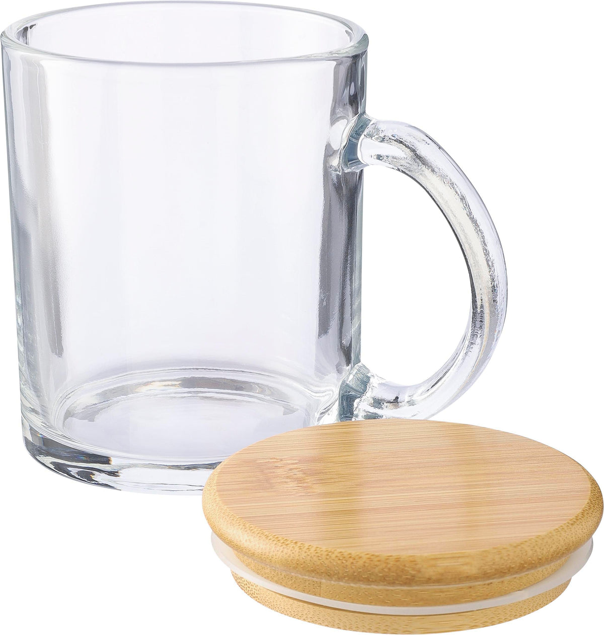 Drinkbeker Ashley | Glas | Bamboe deksel | 300 ml