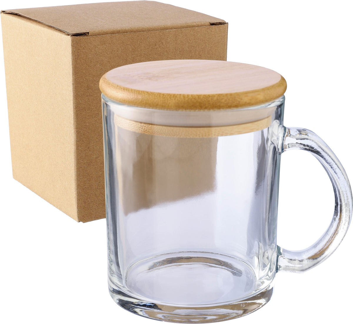 Drinkbeker Ashley | Glas | Bamboe deksel | 300 ml