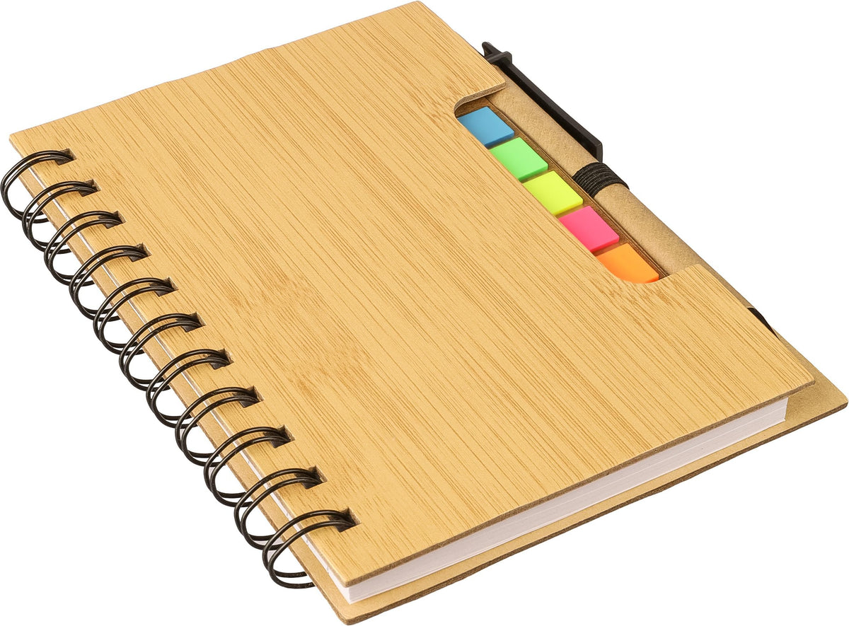 Notitieboek Niall | Bamboelook | Met notitieblaadjes en balpen