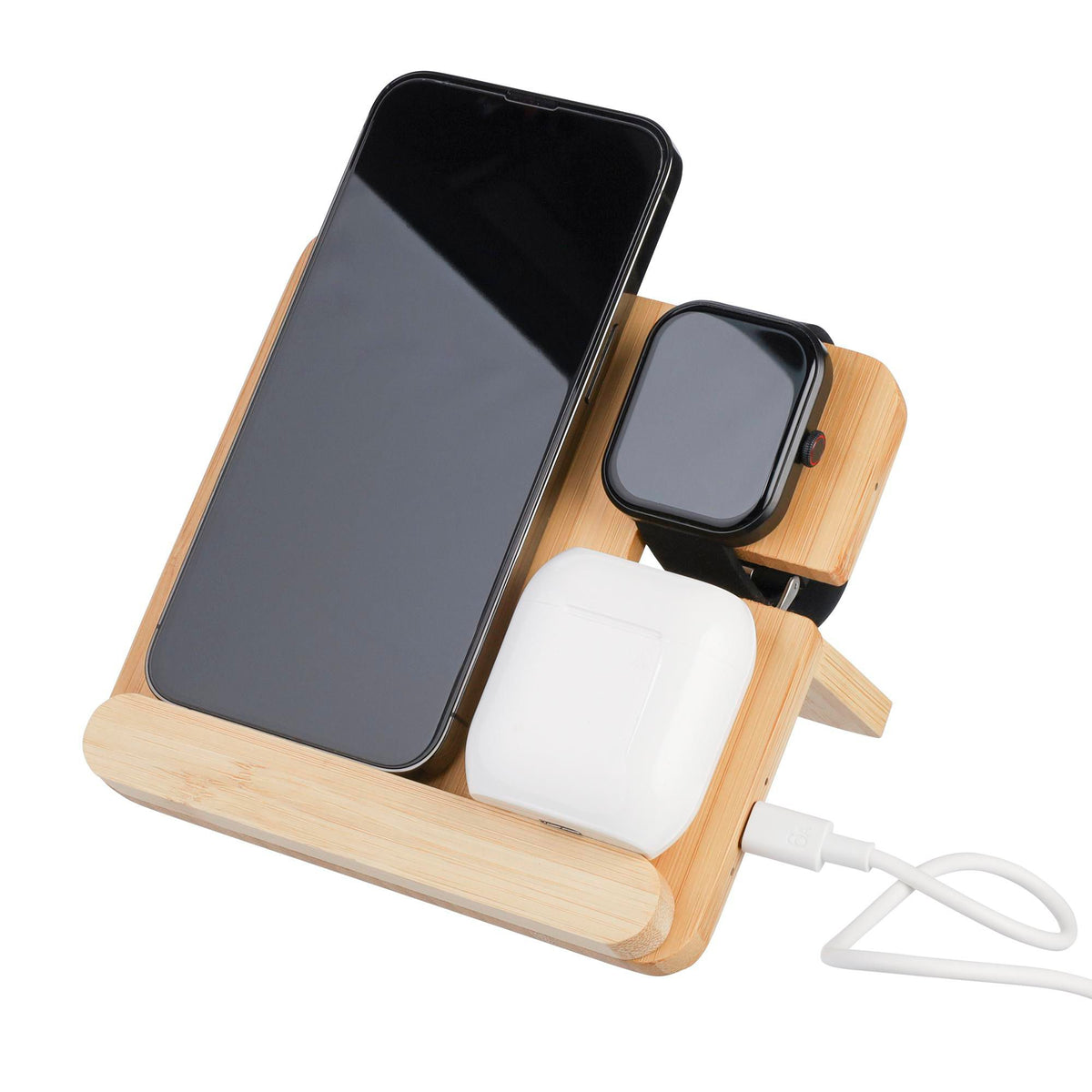Draadloze oplader Tribu | Bamboe | 3-in-1