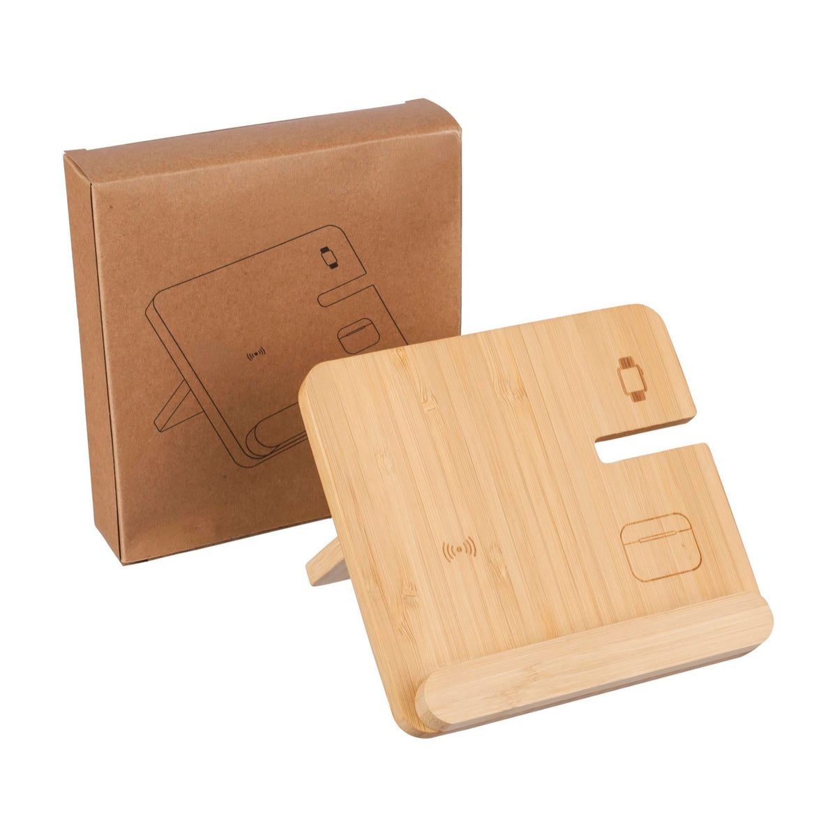 Draadloze oplader Tribu | Bamboe | 3-in-1