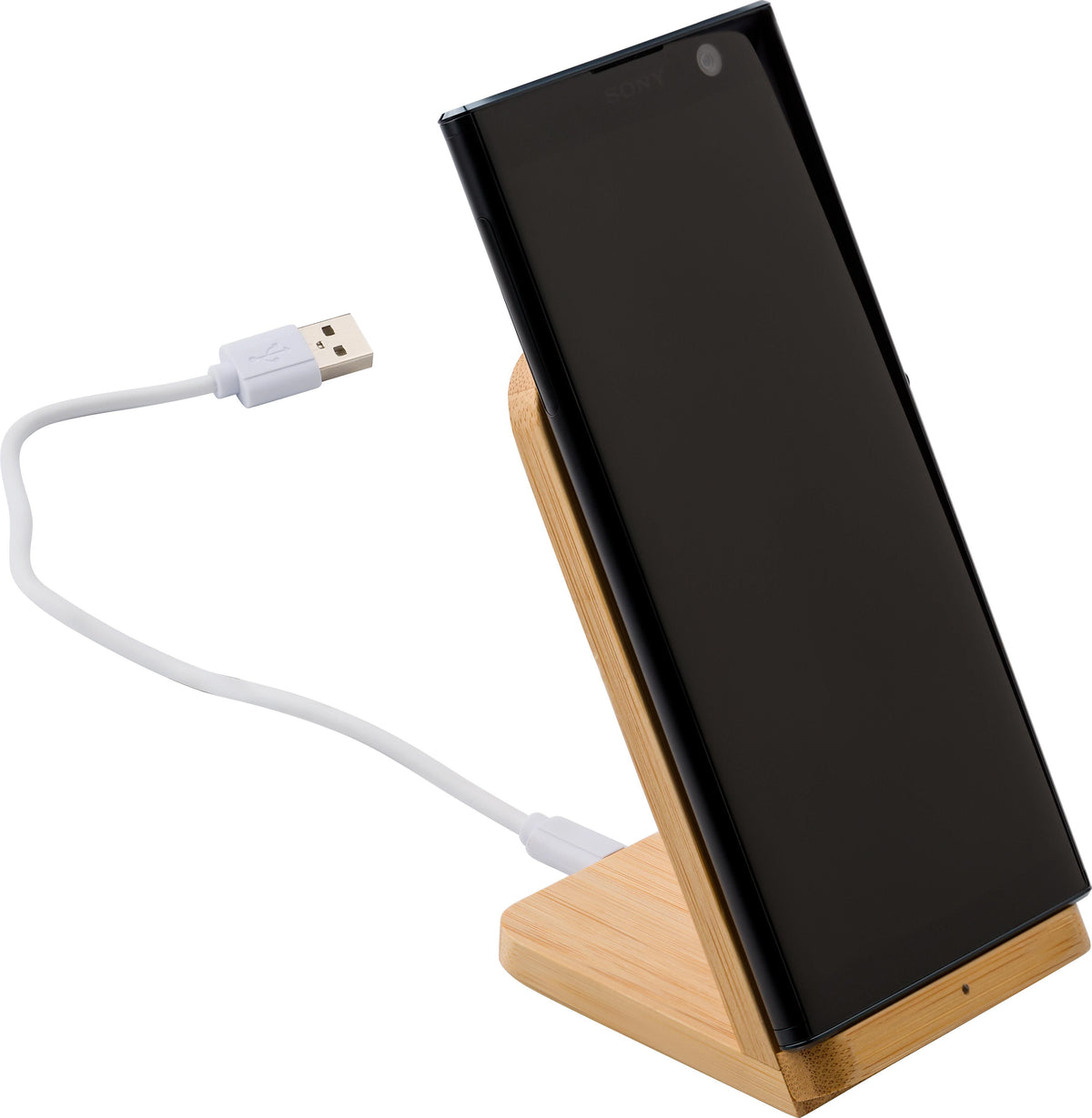 Draadloze oplader Claudie | Bamboe | Telefoonstandaard