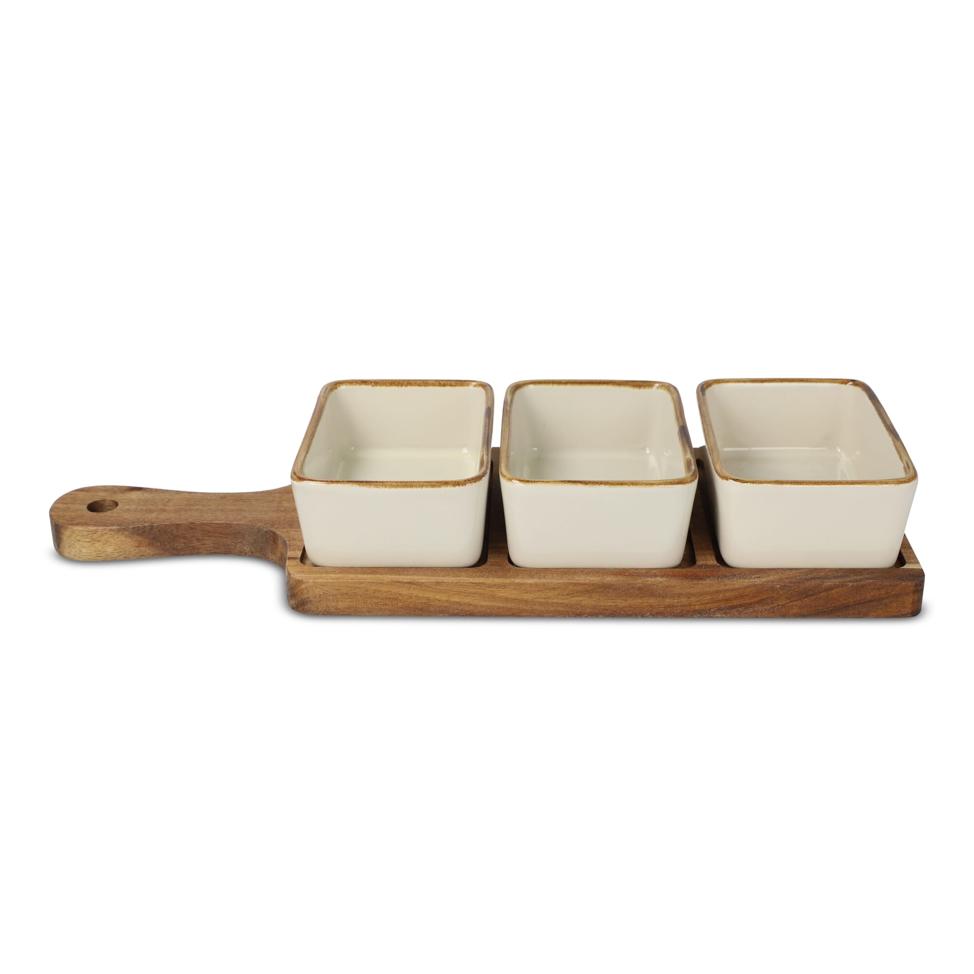 InSideOut houten serveerplank met 3 keramische schaaltjes - JEFFS. Merchandise