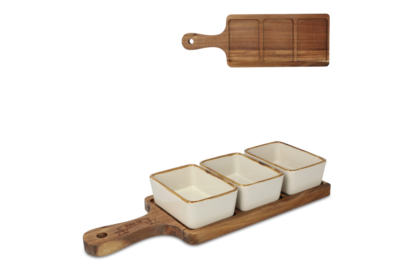 InSideOut houten serveerplank met 3 keramische schaaltjes - JEFFS. Merchandise