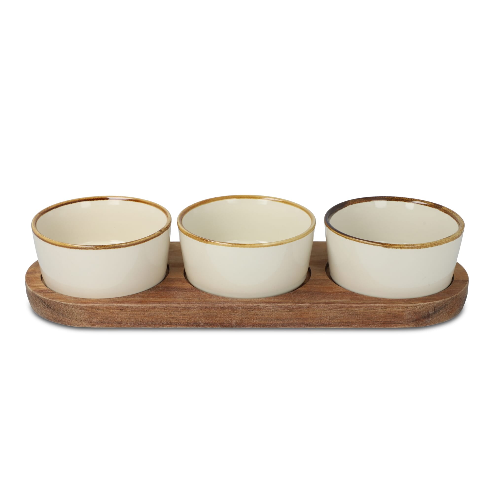 InSideOut Houten standaard met 3 keramische ronde kommen - JEFFS. Merchandise