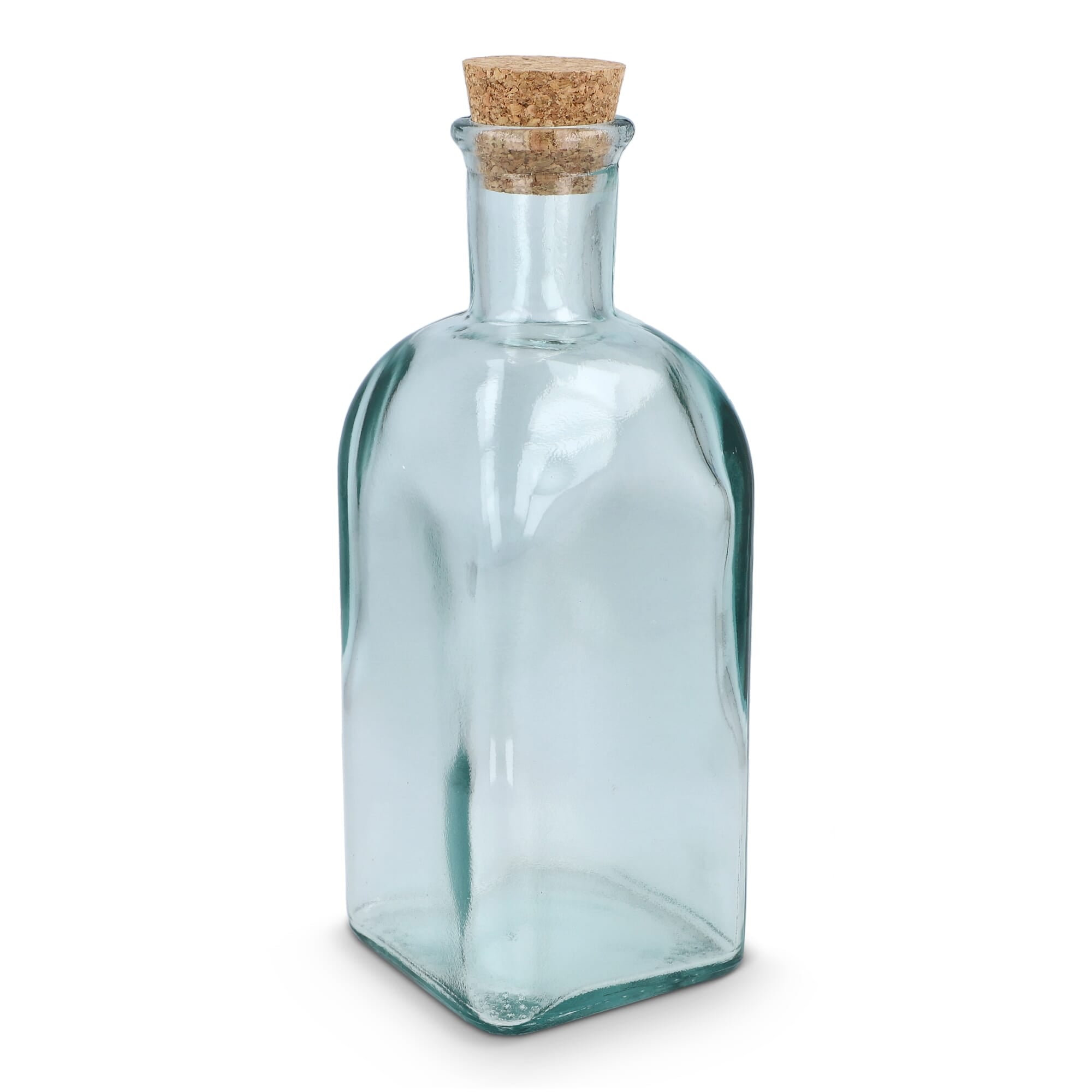 InSideOut Vierkante Gerecycled glas Waterfles ReuuZ met kurkstop 500ml - JEFFS. Merchandise