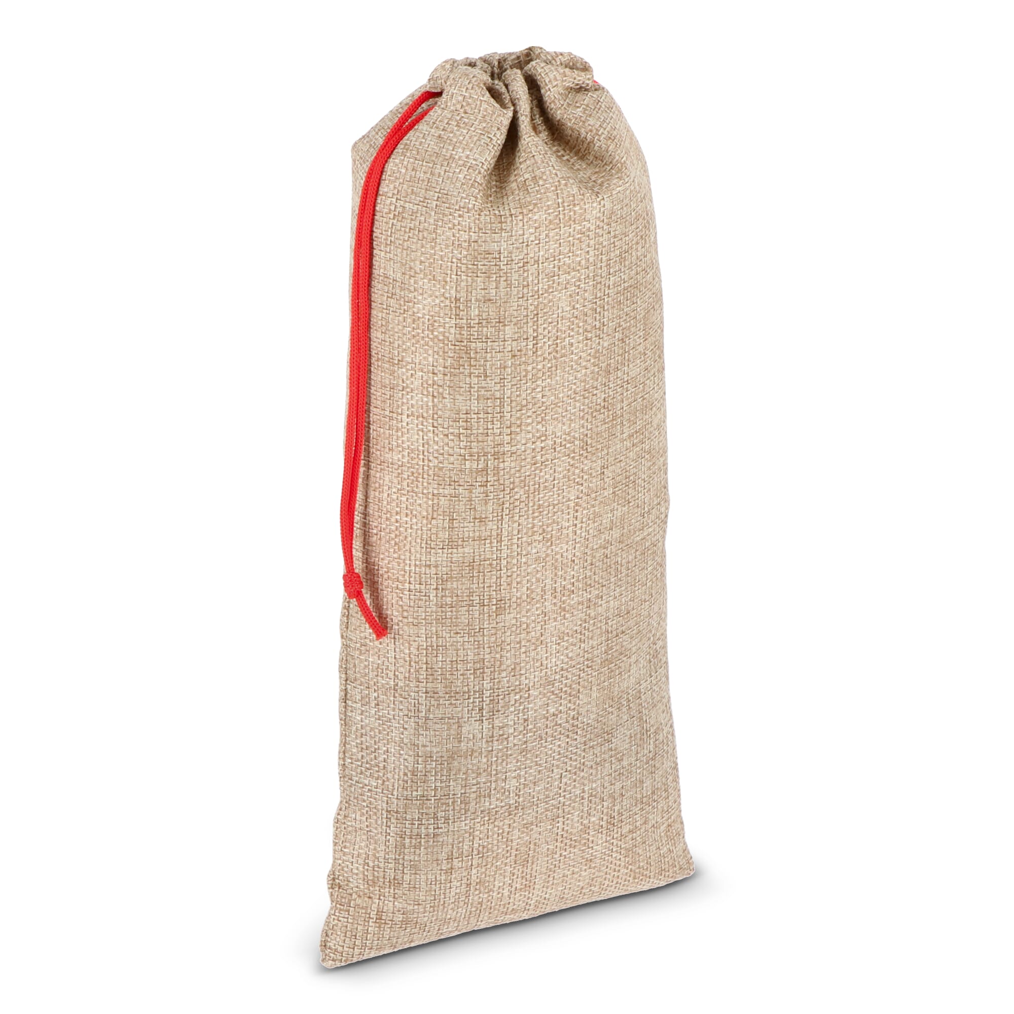 Jute-stijl flessentasje 14 x 34 cm - JEFFS. Merchandise