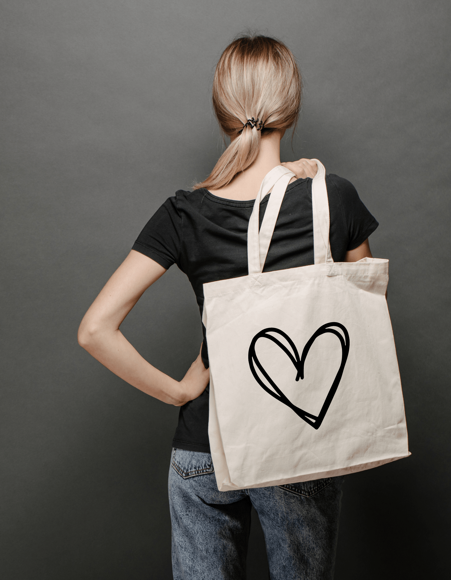 Katoenen Tas – Hart Bedrukking Stijlvol en Simpel - Winkel van Katoen