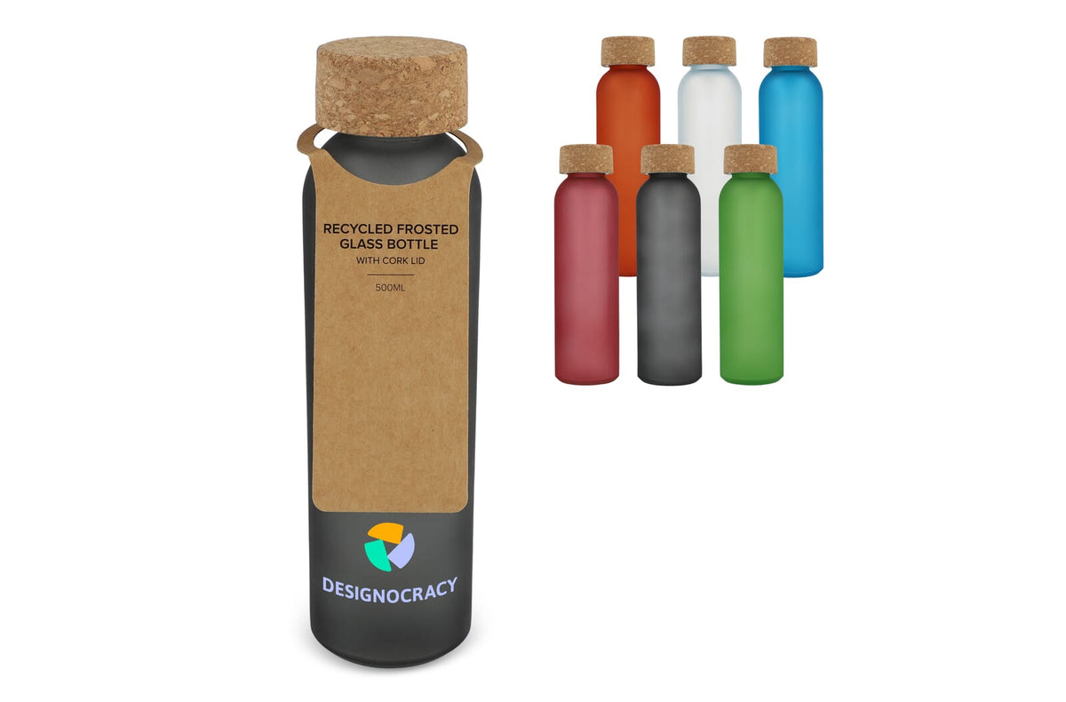 Matglazen gerecycled fles met kurken dop 500ml - JEFFS. Merchandise