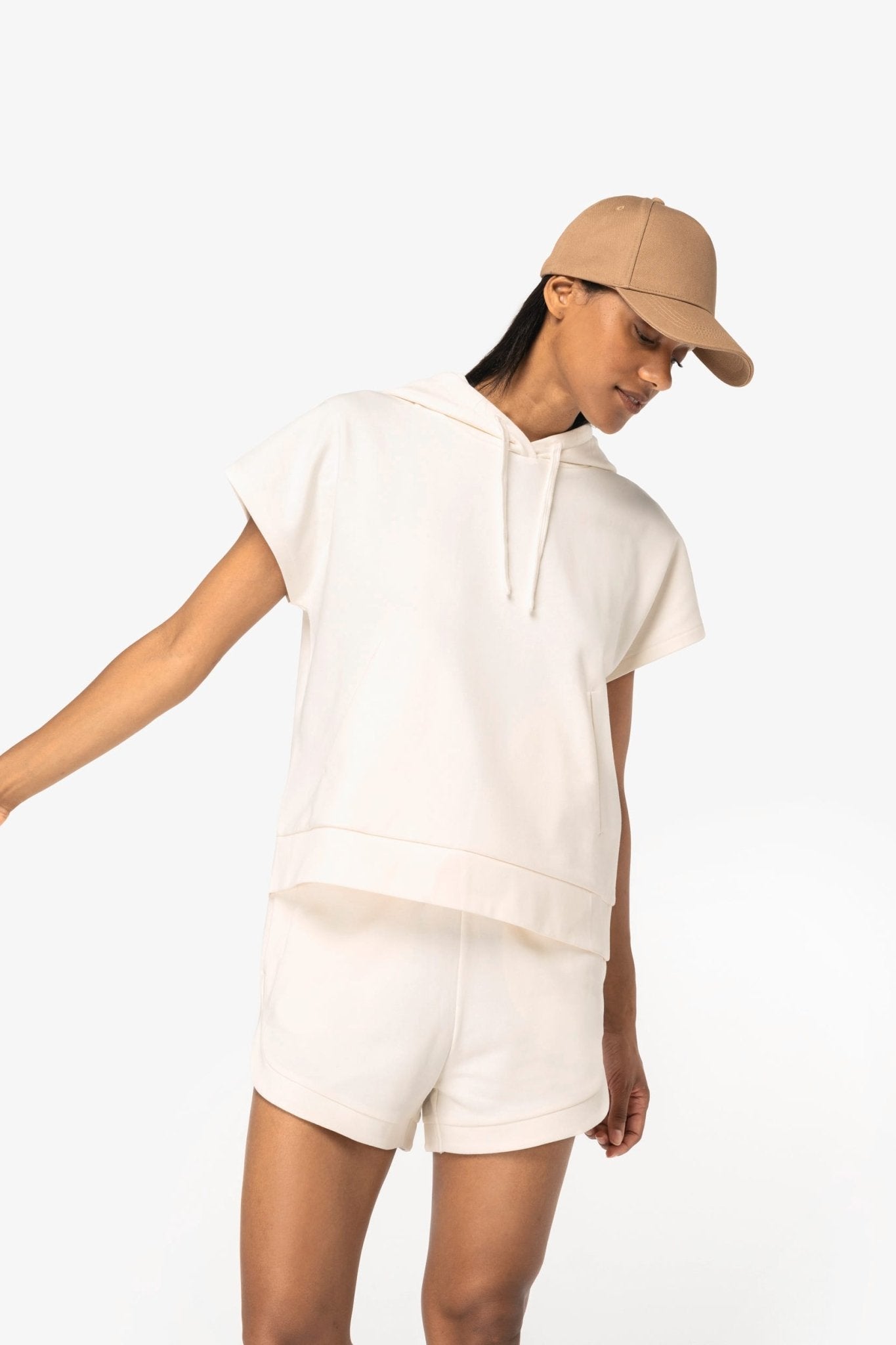 Native - Spirit - NS446 - Ecologische ruime, mouwloze damessweater met capuchon in French Terry - JEFFS. Merchandise