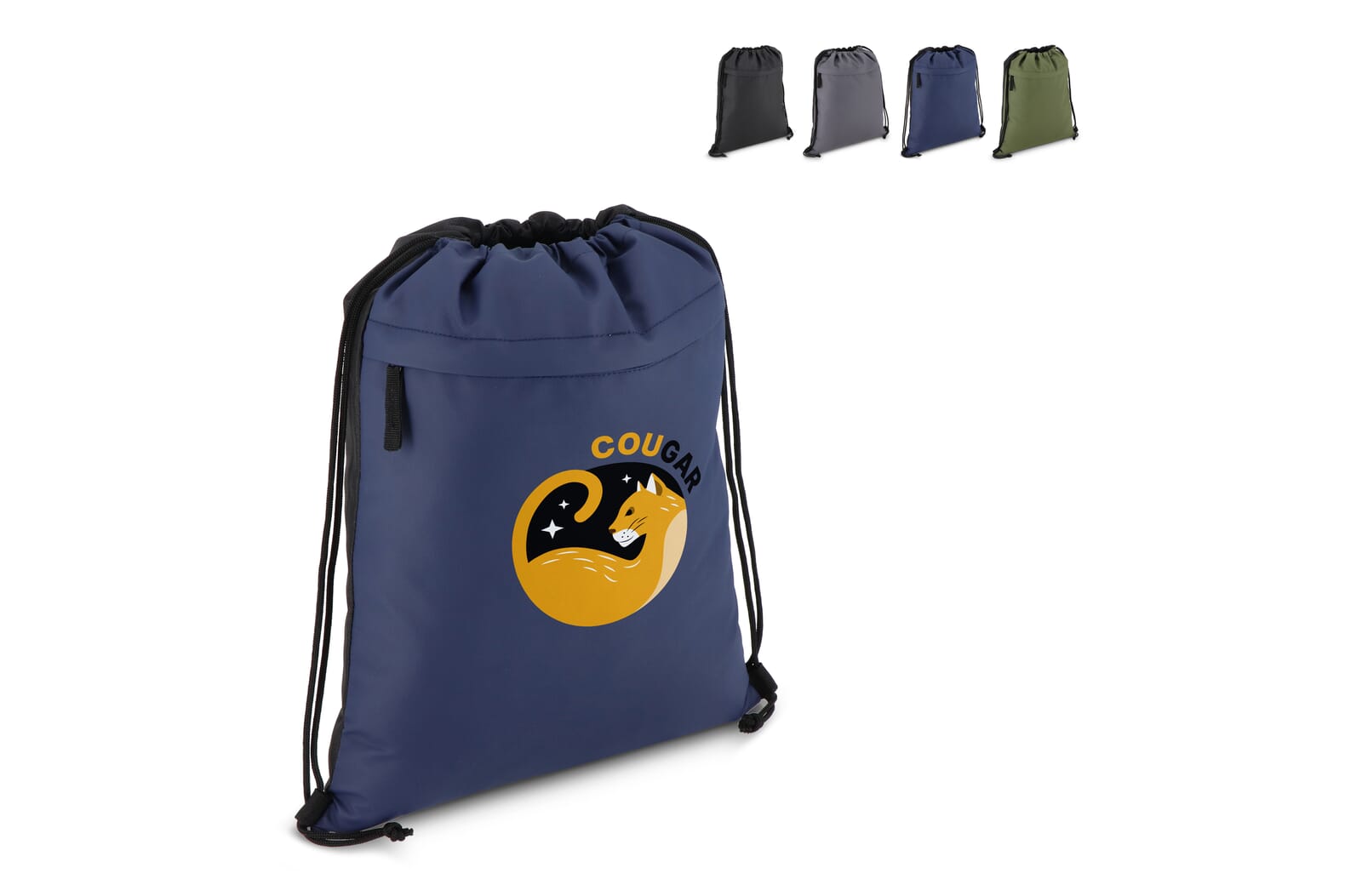 PU gecoorde 600D gerecycled PET trekkoordtas 33 x 42 cm - JEFFS. Merchandise