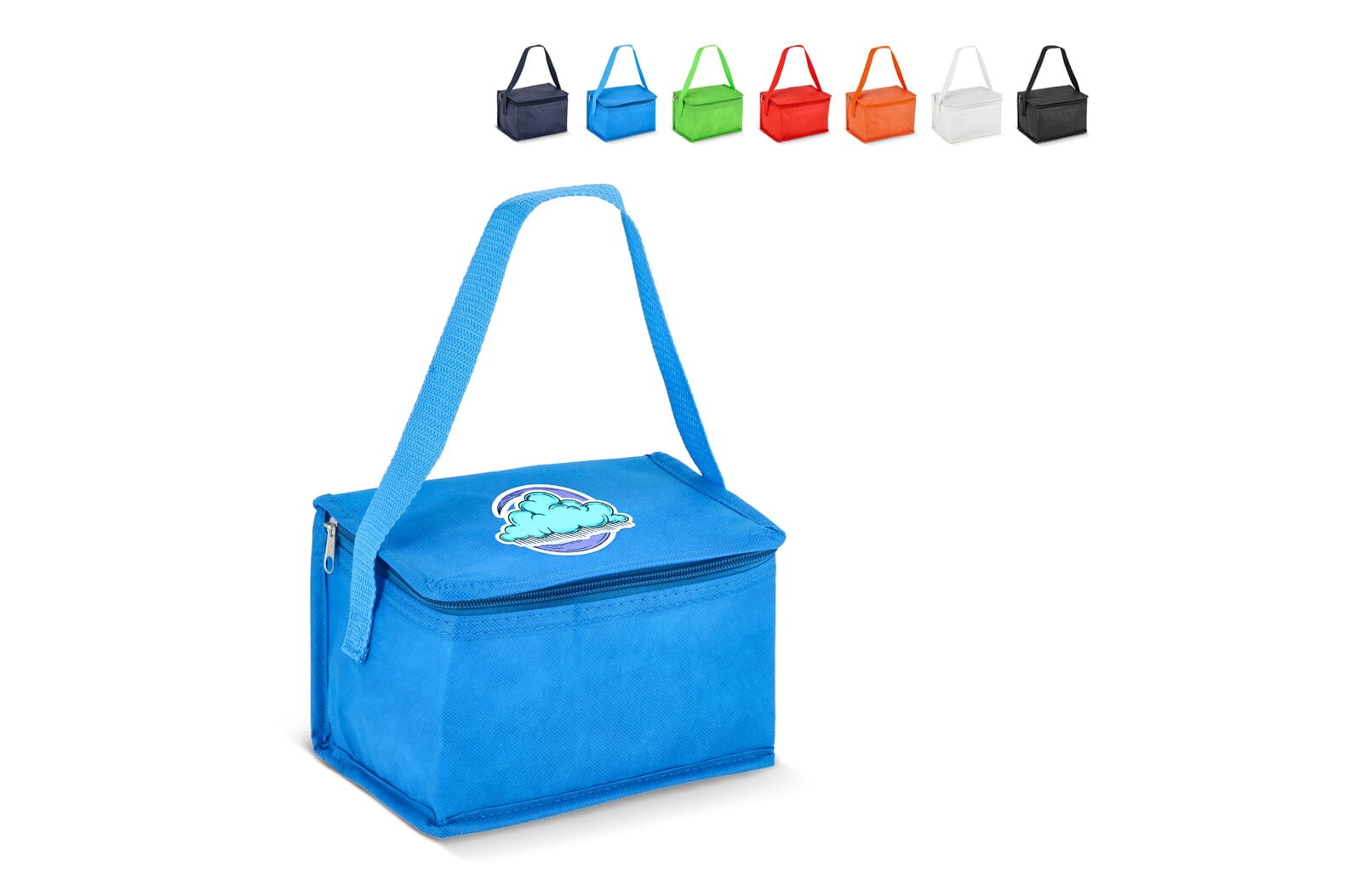 R-PET koeltas voor 6 blikjes, non-woven, 20 x 13 x 12,5 cm, 75 g/m² - JEFFS. Merchandise