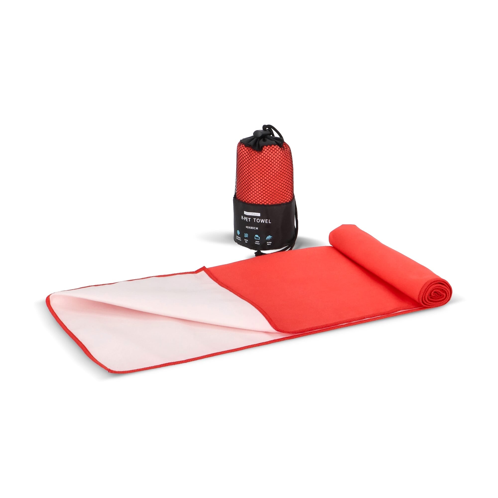 R - PET sneldrogende sport handdoek 40x80cm met etui (200g/m²) sublimatie - JEFFS. Merchandise