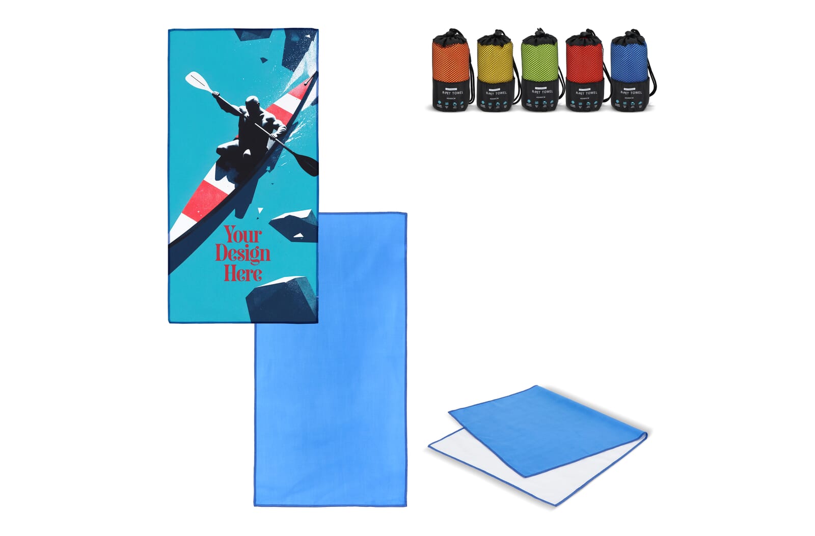 R - PET sneldrogende sport handdoek 40x80cm met etui (200g/m²) sublimatie - JEFFS. Merchandise