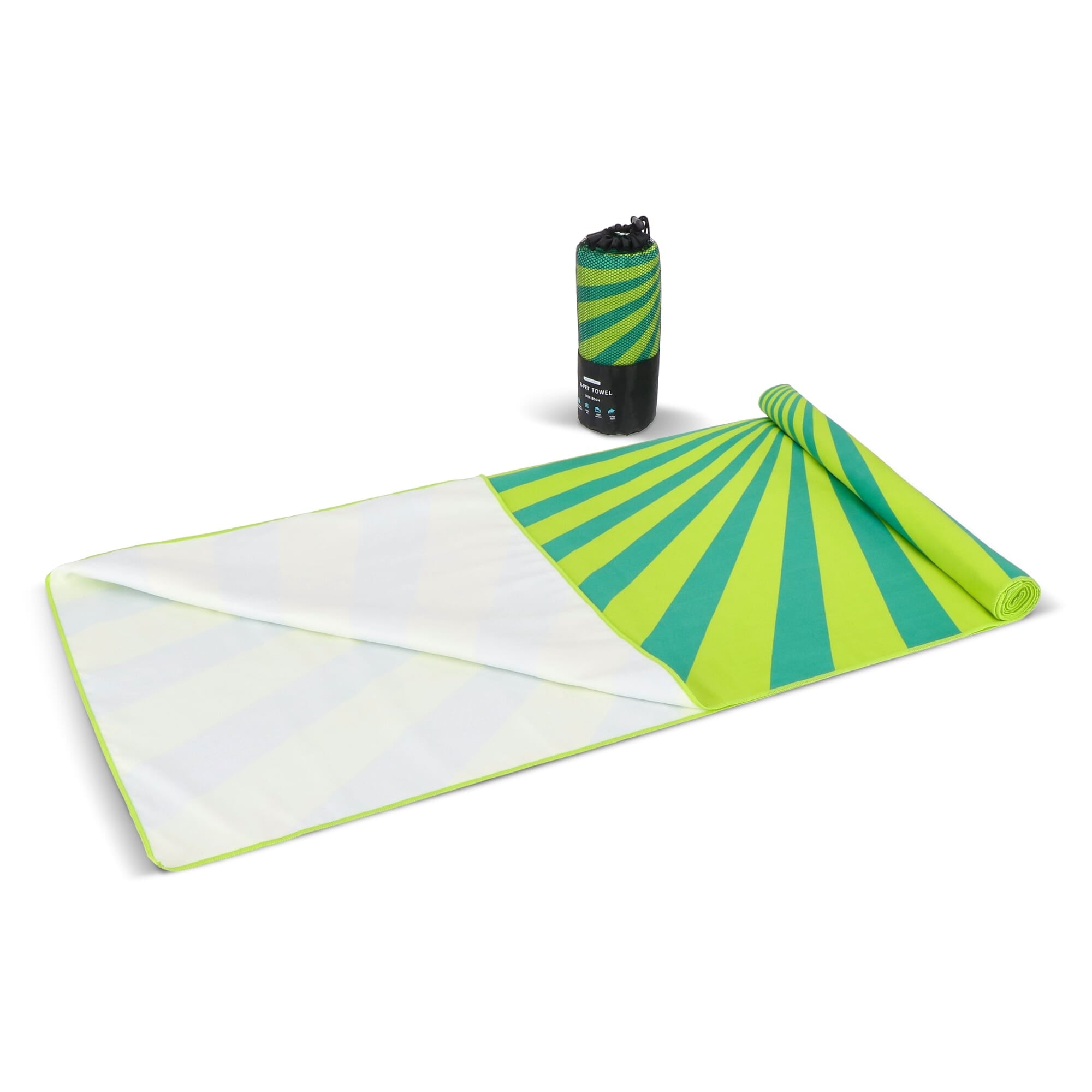 R - PET sneldrogende strandlaken 100x180cm met opbergzak (200g/m²) sublimatie - JEFFS. Merchandise