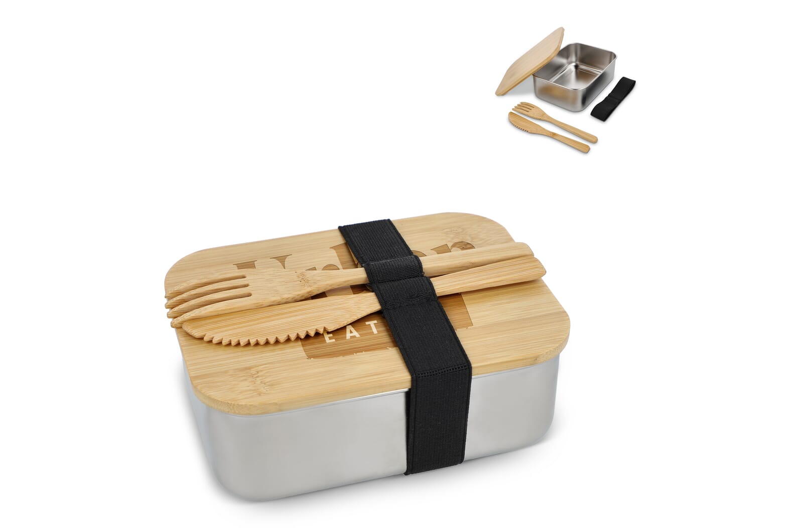 Roestvrij stalen lunchbox met bamboo deksel - JEFFS. Merchandise