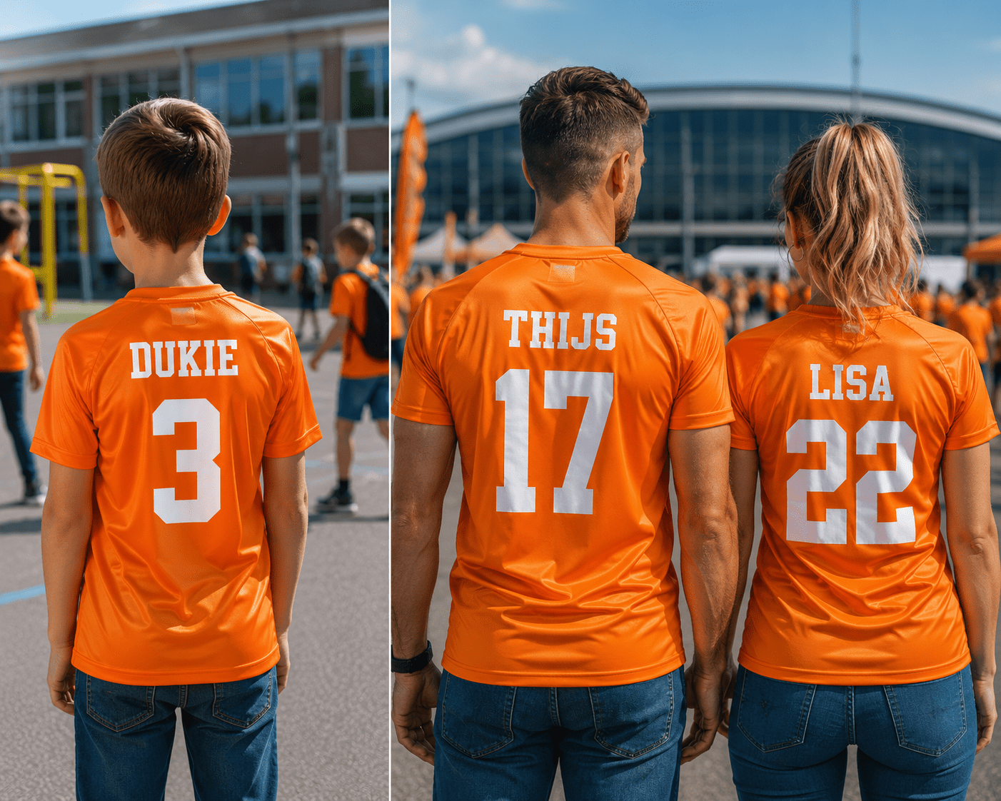 Sportshirt Neon Oranje – Gepersonaliseerd met Naam &amp; Rugnummer - JEFFS. Merchandise