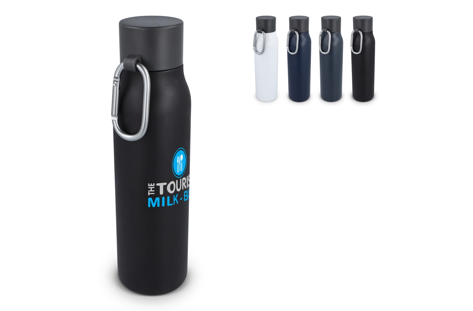 Thermofles matte finish met Caribiner 600ml - JEFFS. Merchandise