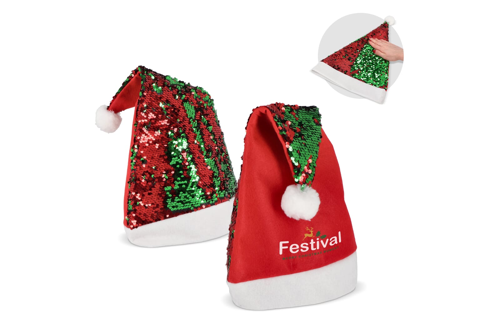 Tweekleurige pailletten kerstmuts - JEFFS. Merchandise