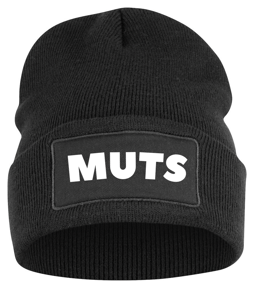 Wintermuts met Patch – “Muts” Grappige Opdruk - Winkel van Katoen