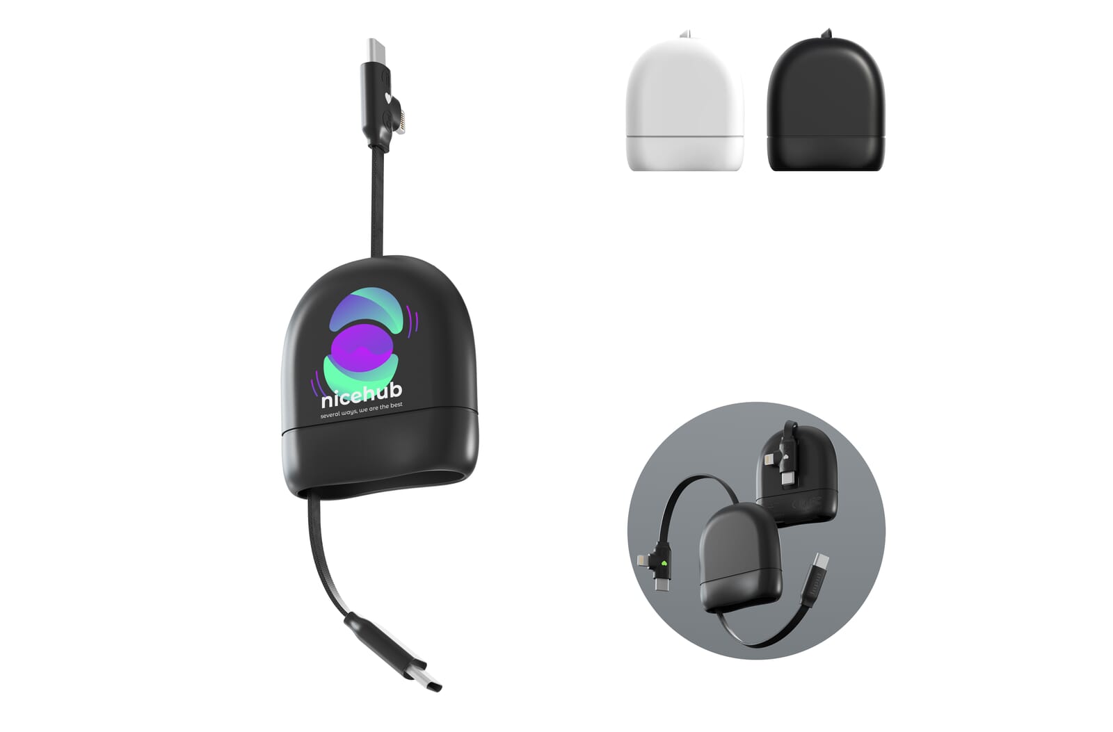 Xoopar ICE-R Uittrekbare USB-C en Lightning Kabel 60W 1 Meter - JEFFS. Merchandise